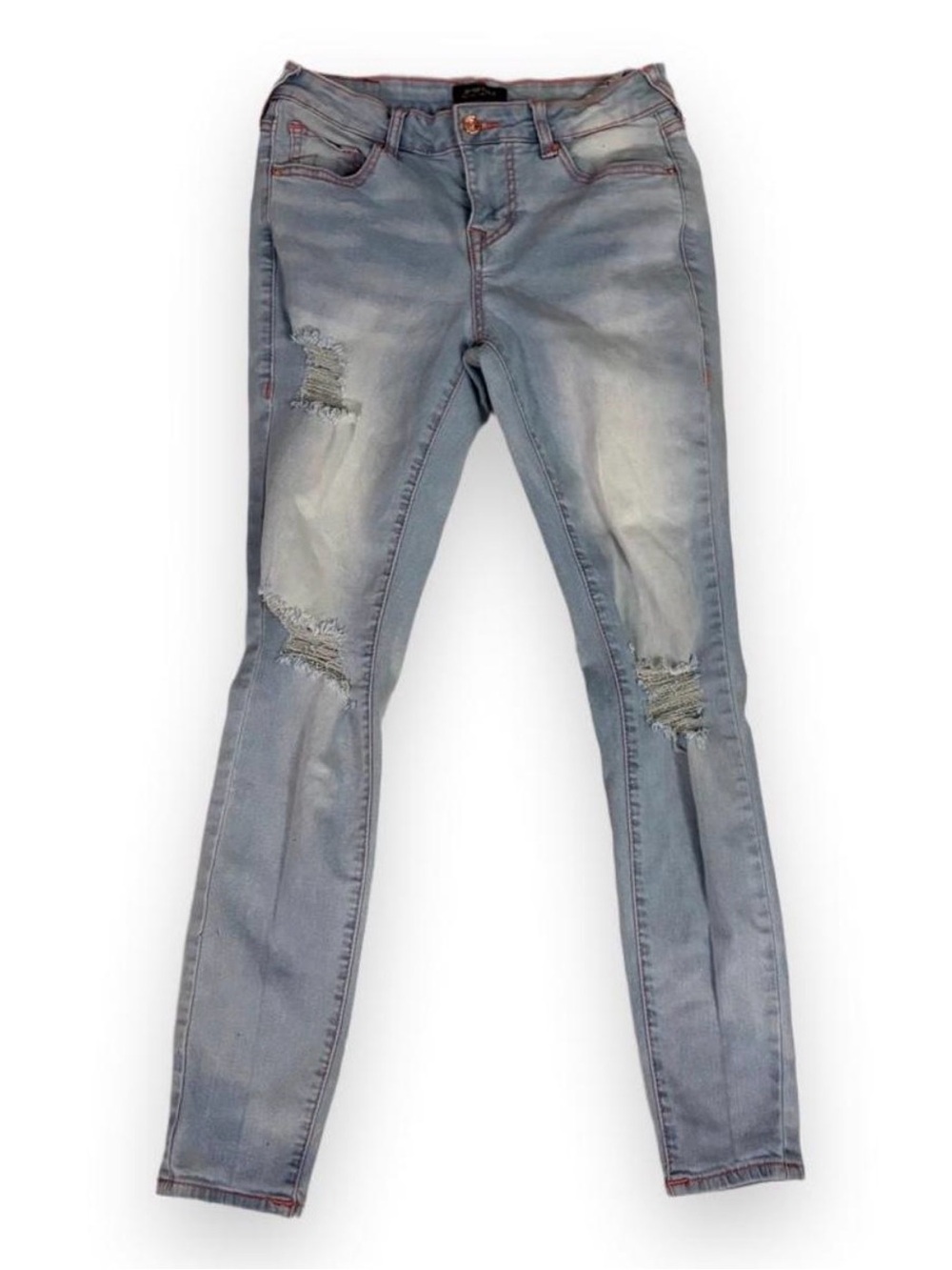 Light Wash Distressed Women’s Skinny Jeans - Picture 1 of 6